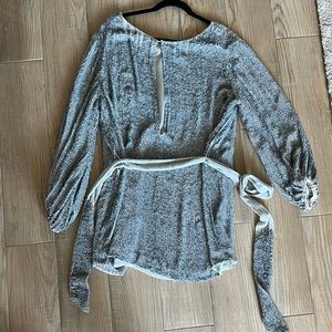 Retrofete silver sequin dress with belt